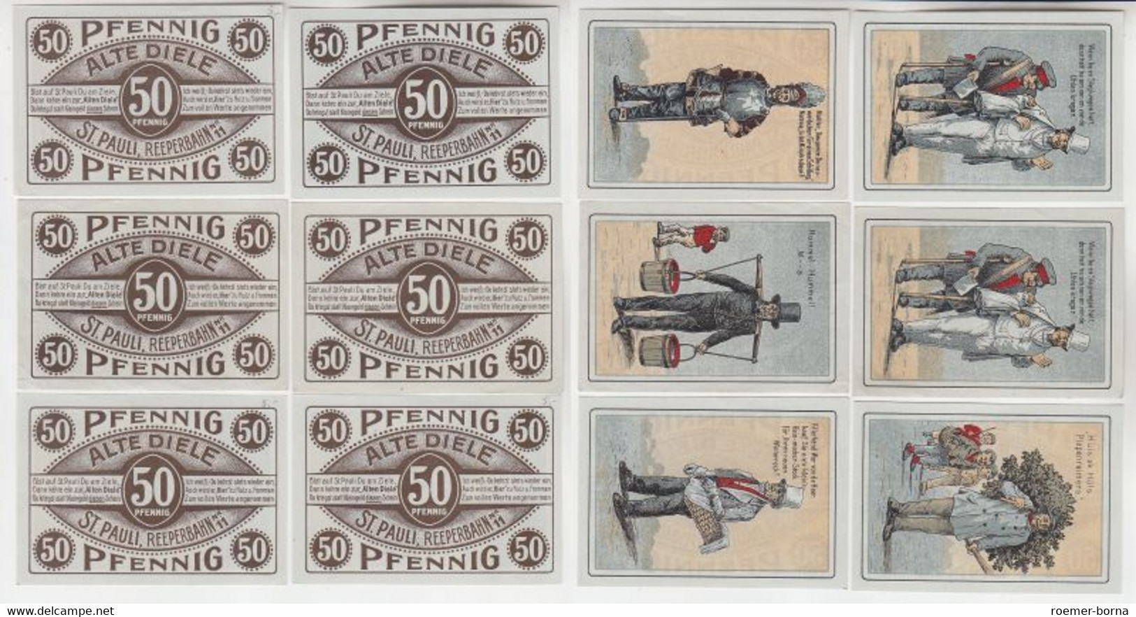 6 X 50 Pfennig Banknoten Notgeld Hamburg Alte Diele 1921 (110290) - Ohne Zuordnung