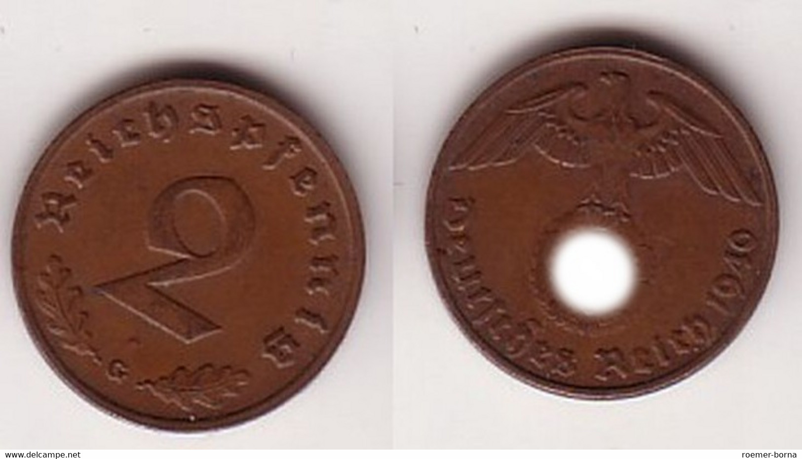 2 Reichspfennig Kupfer Münze 3.Reich 1940 G Jäger 362 (108999) - 2 Reichspfennig