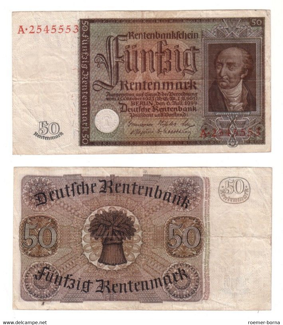 Banknote 50 Rentenmark 1934 Rosenberg Nr. 165 (108165) - Autres & Non Classés