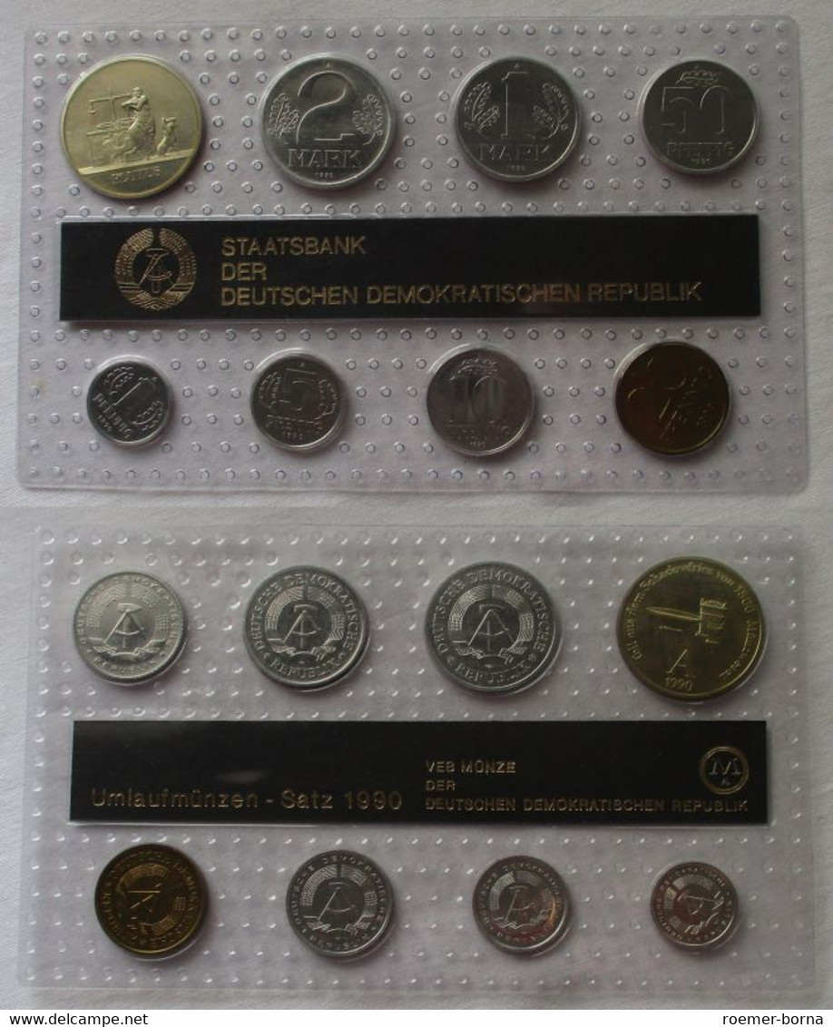 DDR Kursmünzensatz (KMS) Mini-Satz 1990 "Plutus" Stgl. In OVP (143448) - Mint Sets & Proof Sets