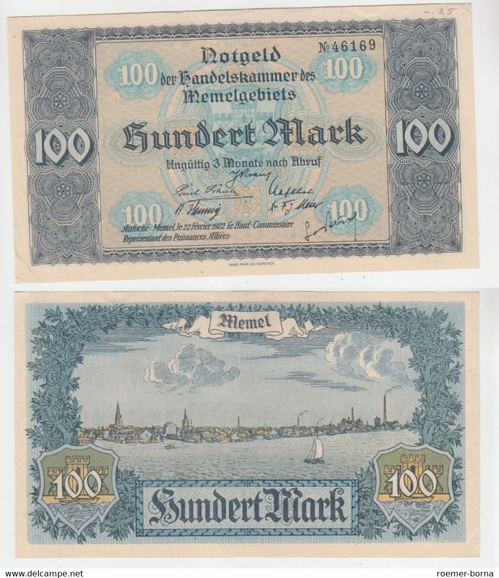 100 Mark Banknote Notgeld Der Handelskammer Des Memelgebiets 1922 (113033) - Zonder Classificatie
