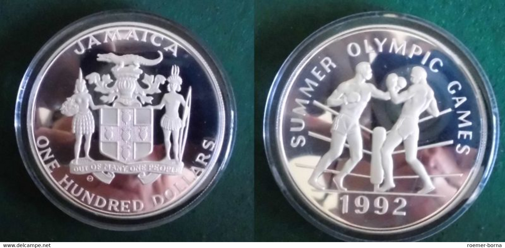 100 Dollar Silber Münze Jamaica Olympische Spiele Barcelona 1992 (120646) - Trinité & Tobago