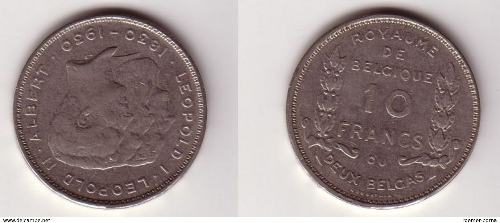 10 Franc / 2 Belgas Nickel Münze Belgien 1930 - Altri & Non Classificati