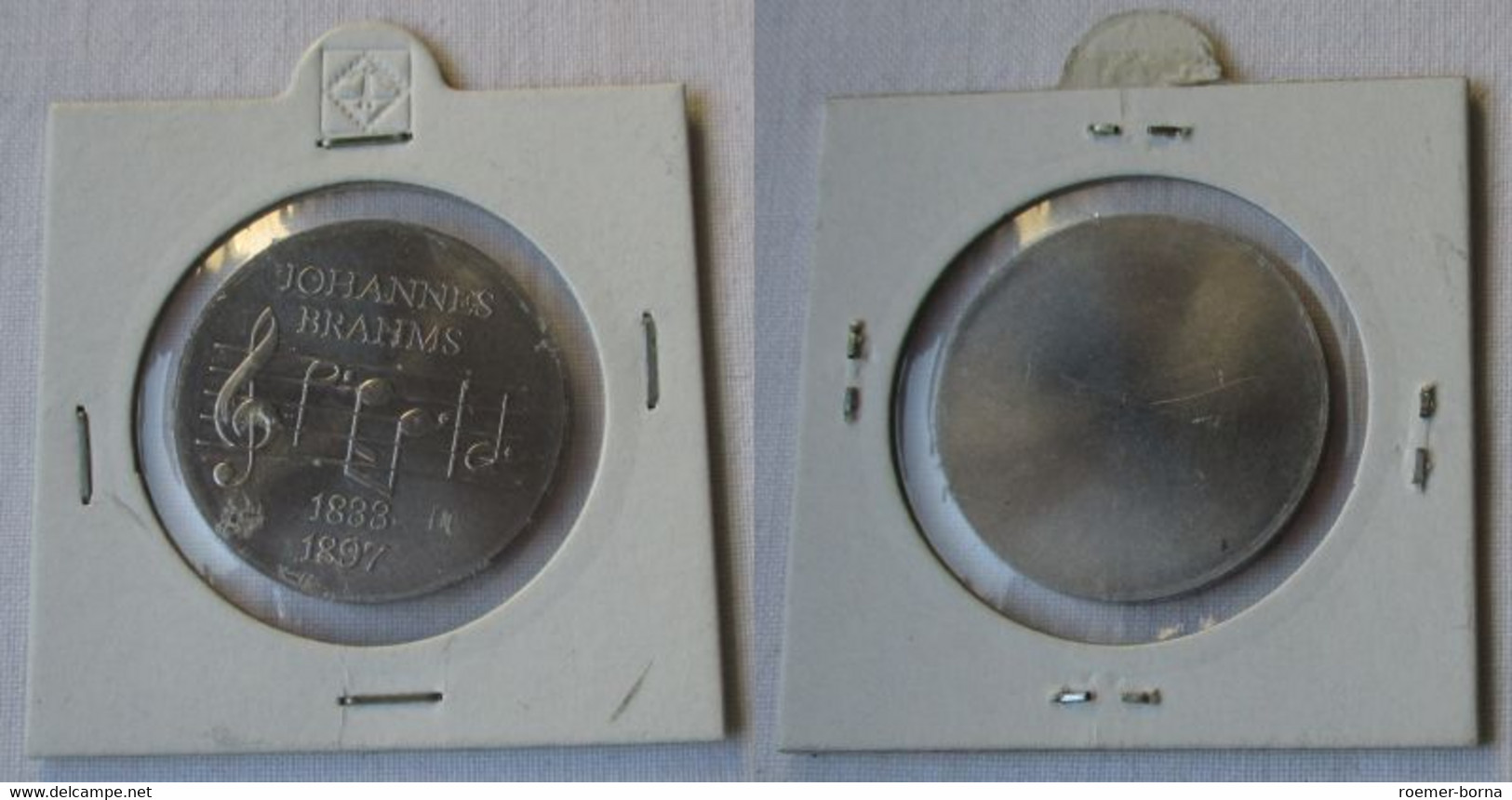 DDR Gedenk Münze 5 Mark Wilhelm Johannes Brahms 1974 Aluminium Probe (144617) - Test- & Nachprägungen