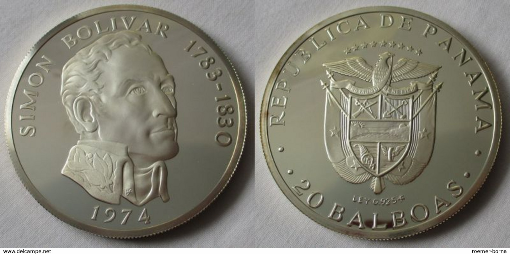 20 Balboas Silber Münze Panama Simon Bolivar 1783-1830,  1974 (111925) - Autres – Amérique
