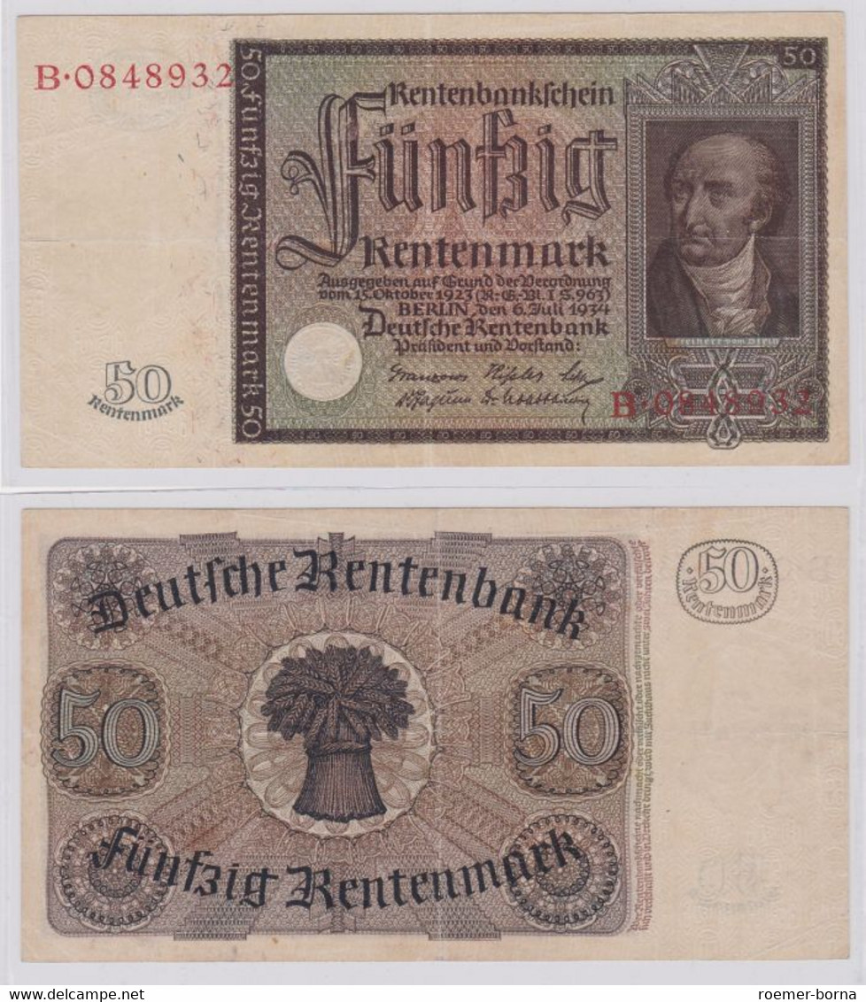 Banknote 50 Rentenmark 1934 Rosenberg Nr. 165 (154840) - Andere & Zonder Classificatie