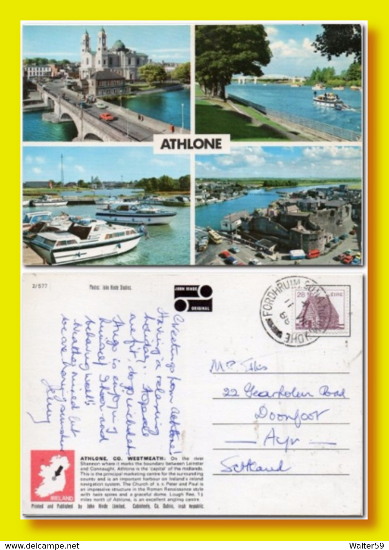 1986 Ireland Eire Athlone Multiview Postcard Posted To Scotland - Lettres & Documents