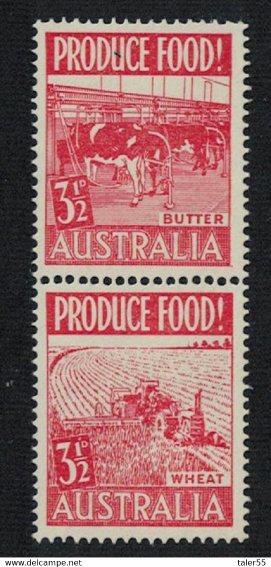 Australia Food Production 'Butter Wheat' Scarlet Pair 1953 MNH SG#258-259 - Mint Stamps