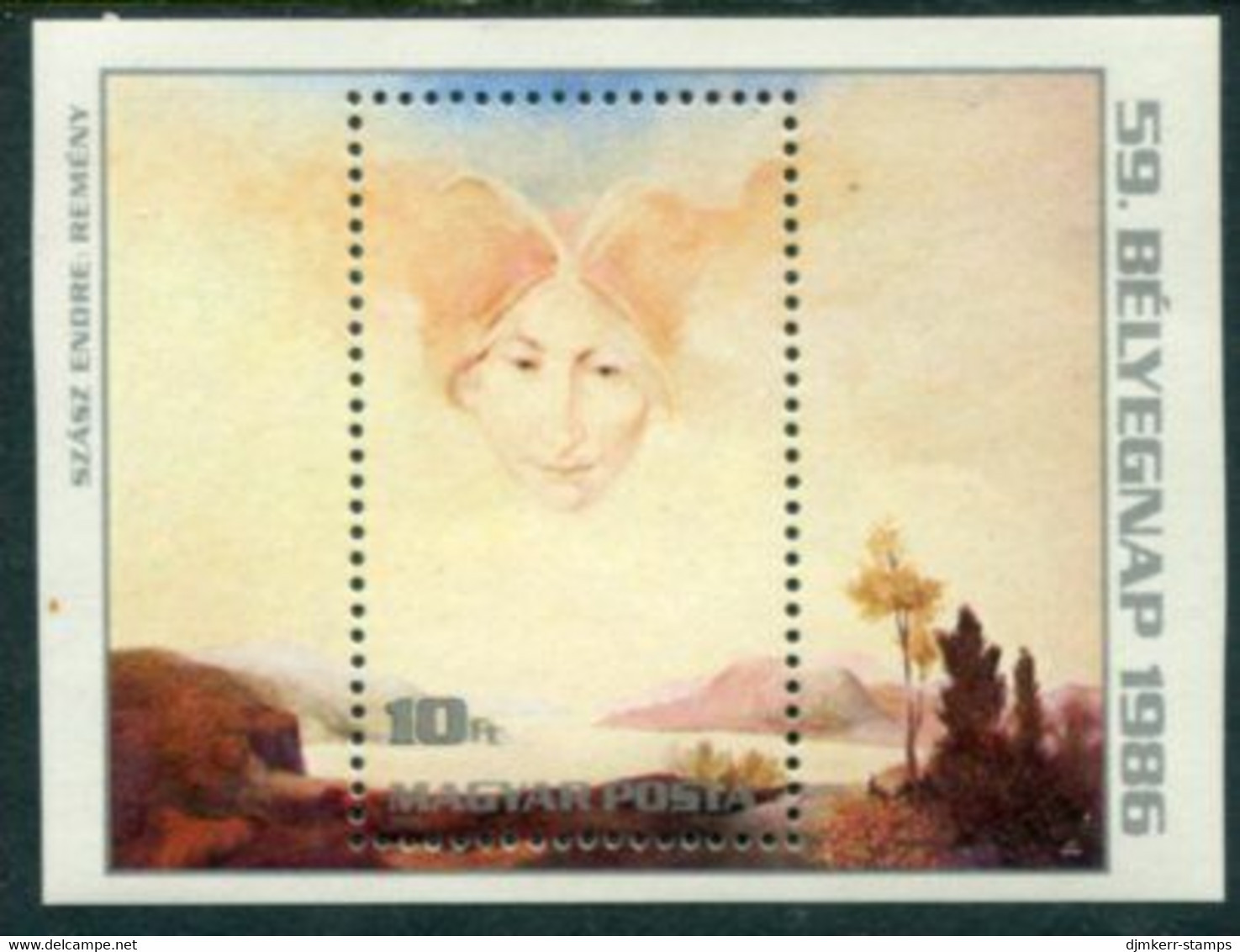 HUNGARY 1986 Stamp Day: Paintings Block MNH / **.  Michel Block 185A - Ongebruikt