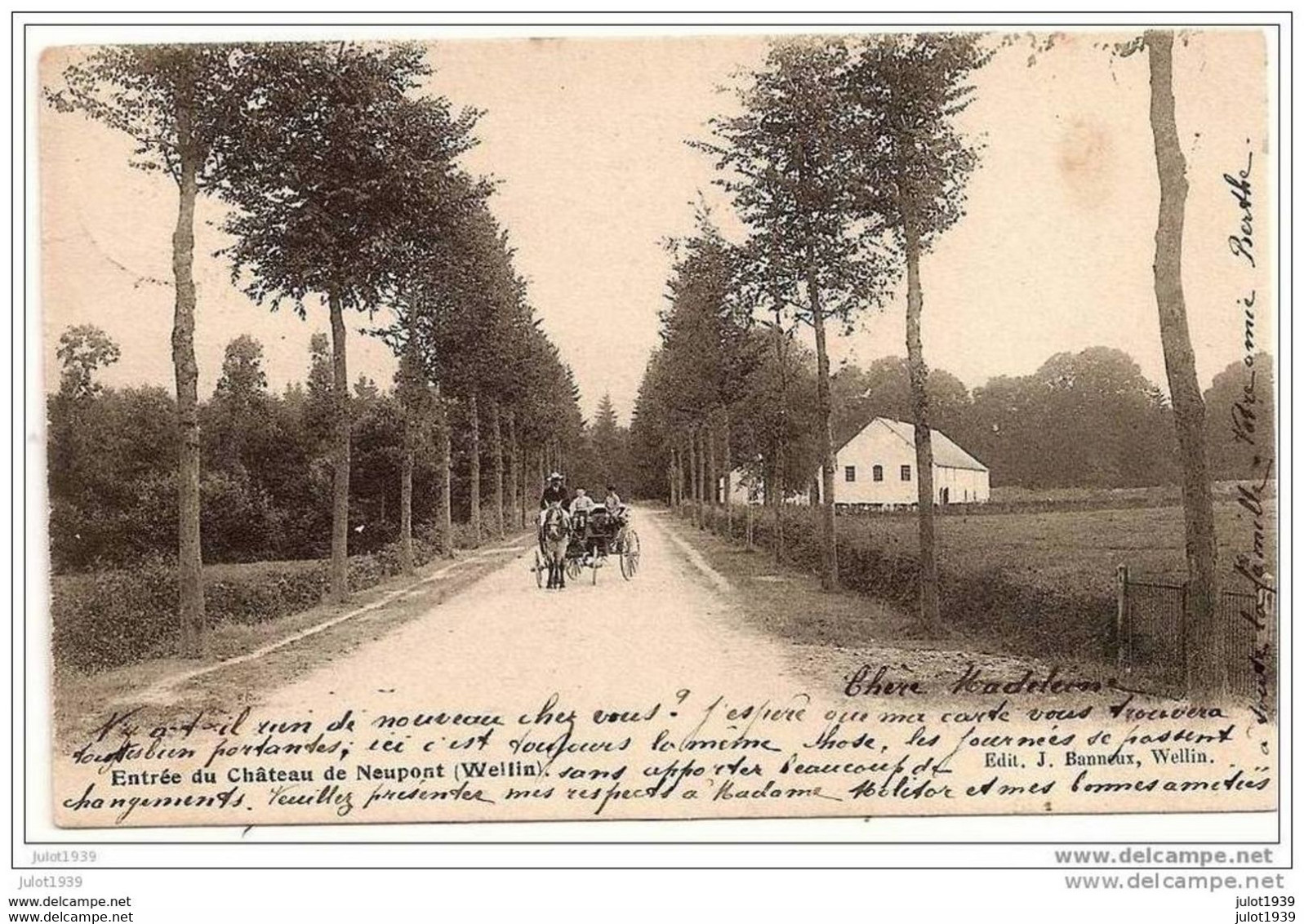 NEUPONT ..-- Château . Voir Calêche . 1905 Vers ARLON ( Melle Madeleine MOLITOR )  Signé : BERTHE . Voir Verso . - Wellin