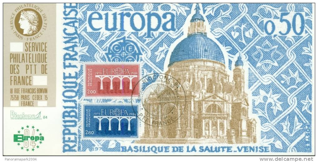 005 Carte Officielle Exposition Internationale Exhibition Riccione 1984 FDC France Europa CEPT Church Eglise Kirche - 1984