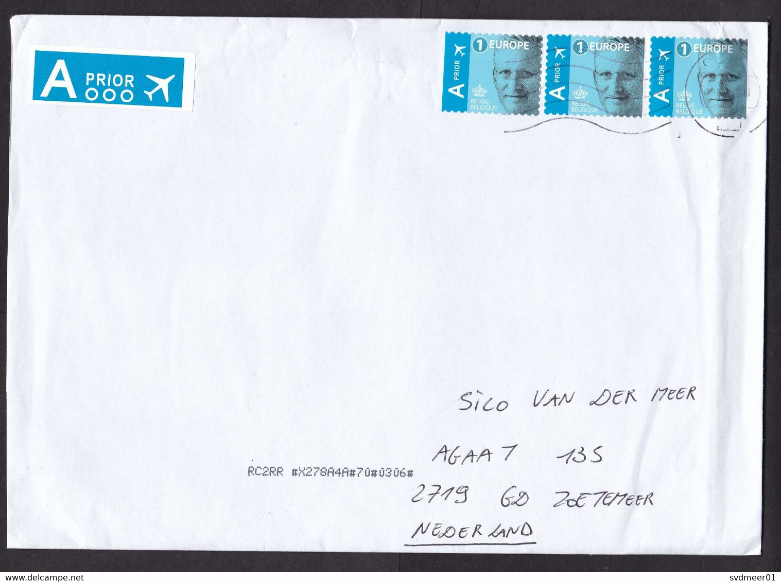 Belgium: Priority Cover To Netherlands, 2022, 3 Stamps, King, Europe Rate, A-label (minor Creases) - Briefe U. Dokumente