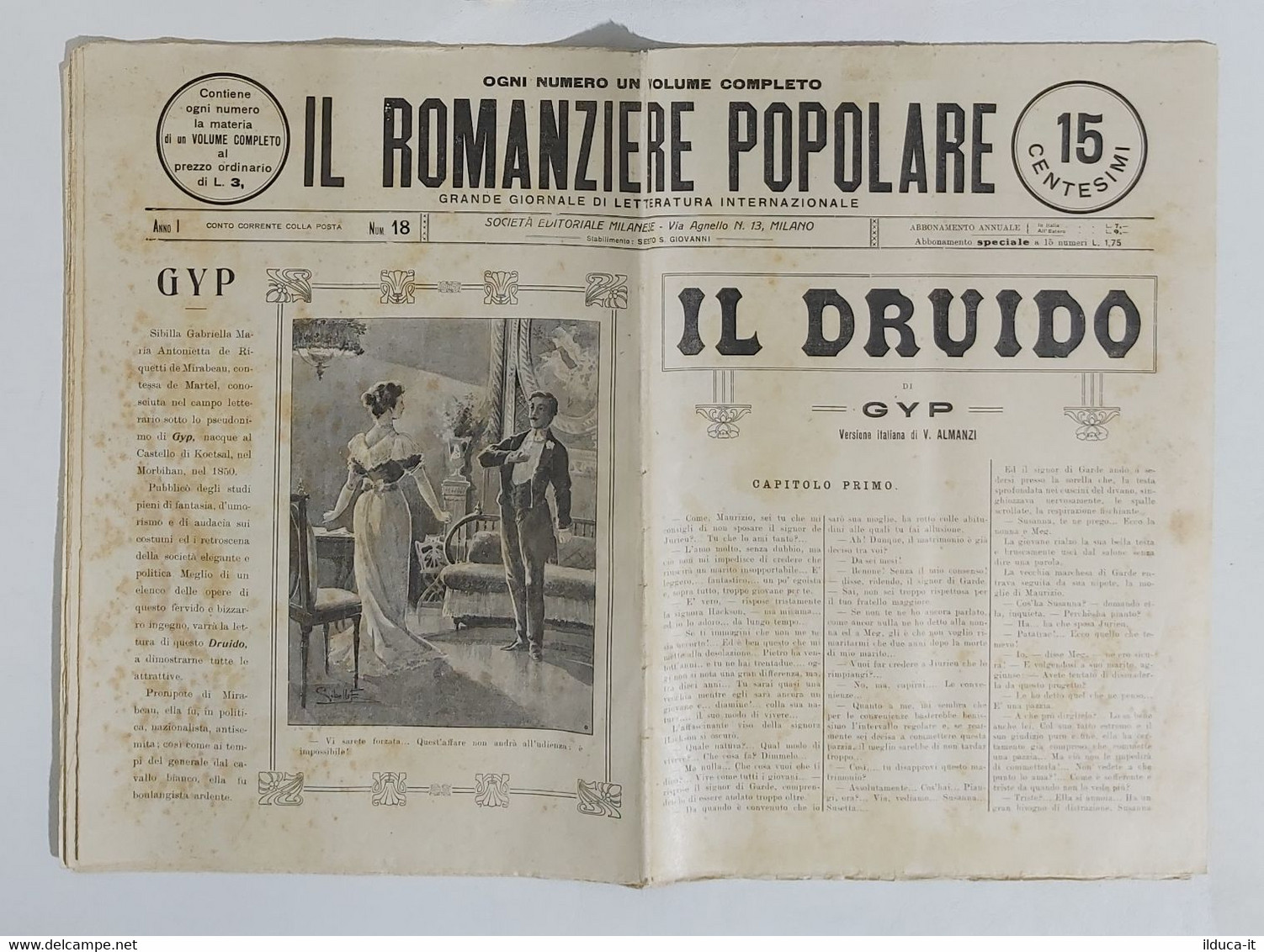 06973 Il Romanziere Popolare N.18 1911 - GYP - Il Druido - Novelle, Racconti