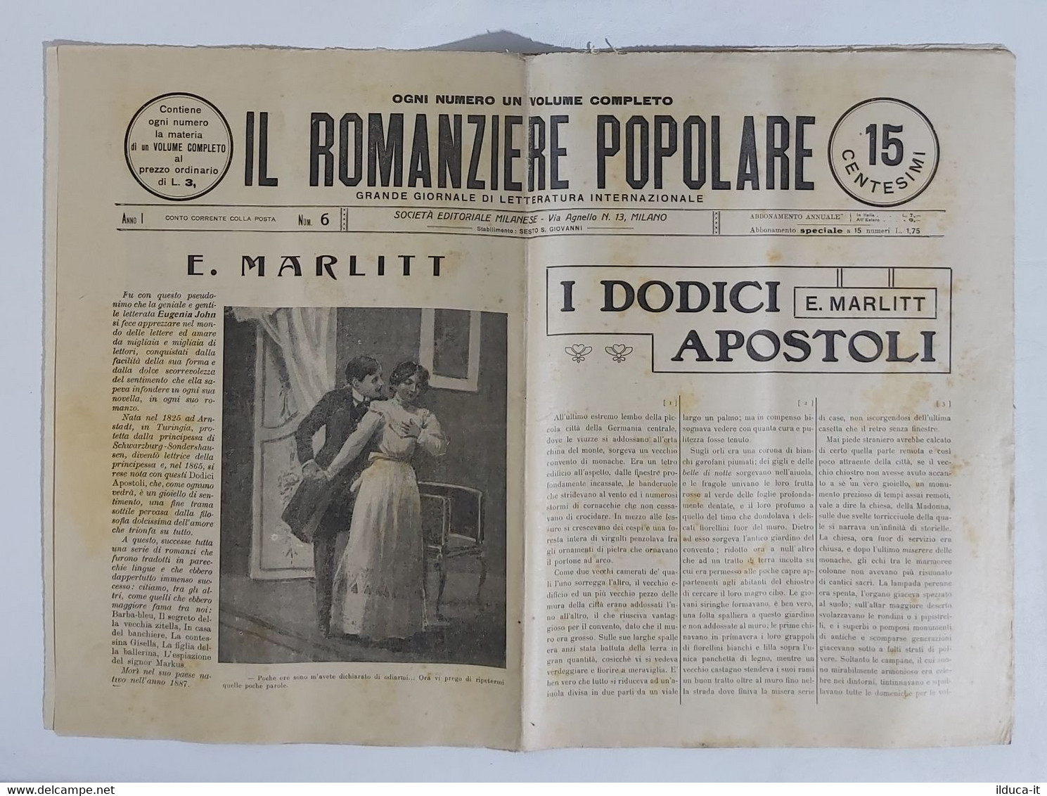 06991 Il Romanziere Popolare N.6 1911 - E.Marlitt - I Dodici Apostoli - Tales & Short Stories