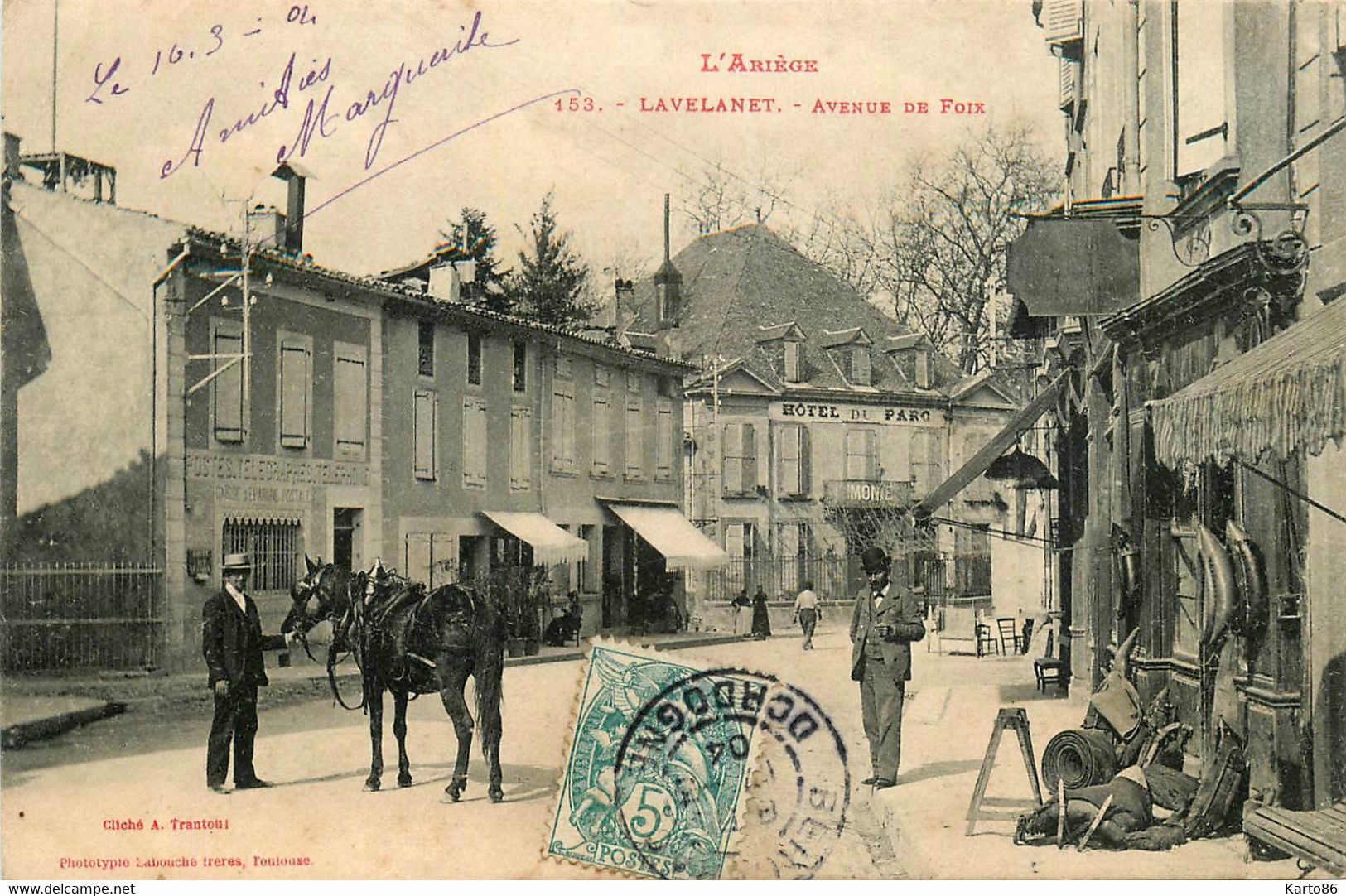 Lavelanet * Avenue De Foix * Hôtel Du Parc * Commerces Magasins * Sellerie Bourrellerie - Lezat Sur Leze