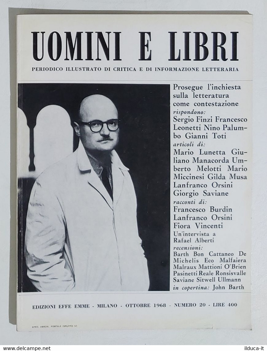 08391 Uomini E Libri N. 20 - Edizioni Effe Emme 1968 - Critique