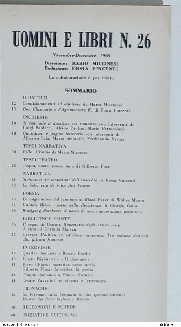 08404 Uomini E Libri N. 26 - Edizioni Effe Emme 1969 - Critique