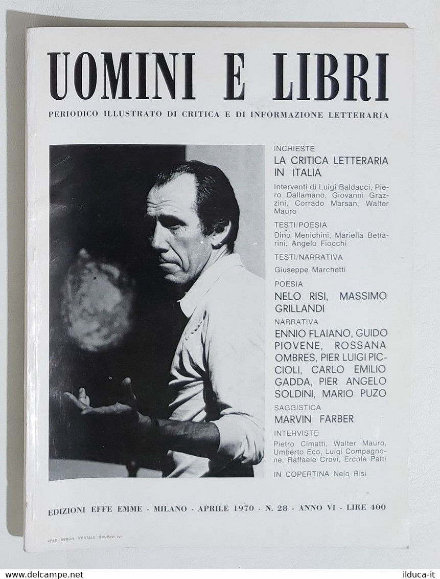 08408 Uomini E Libri N. 28 - Edizioni Effe Emme 1970 - Critics