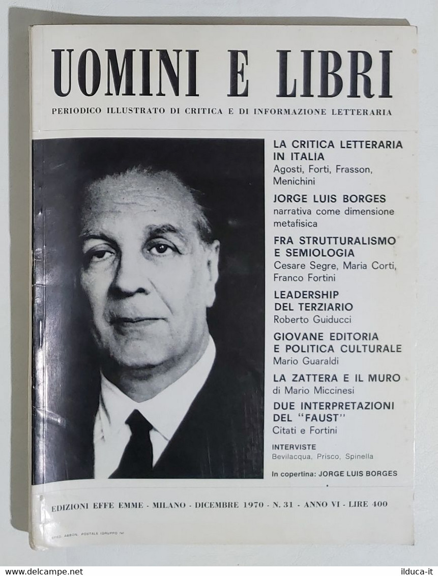 08429 Uomini E Libri N. 31 - Edizioni Effe Emme 1970 - Critics