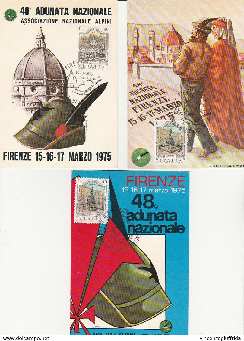 48° ADUNATA NAZIONALE ALPINI 1975 Firenze 3 Cartoline Non Viaggiate ANA - Manifestations