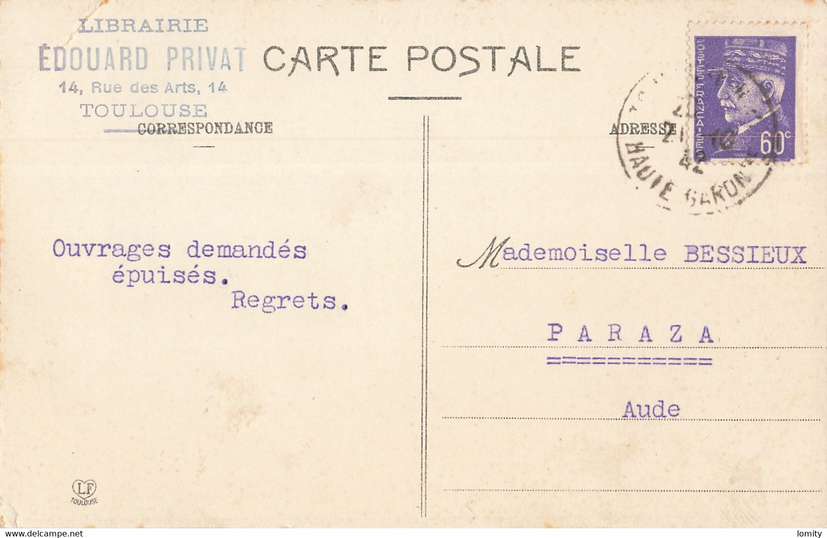 65 Mauléon Barousse Hotel Des Touristes CPA Cachet 1942 - Mauleon Barousse