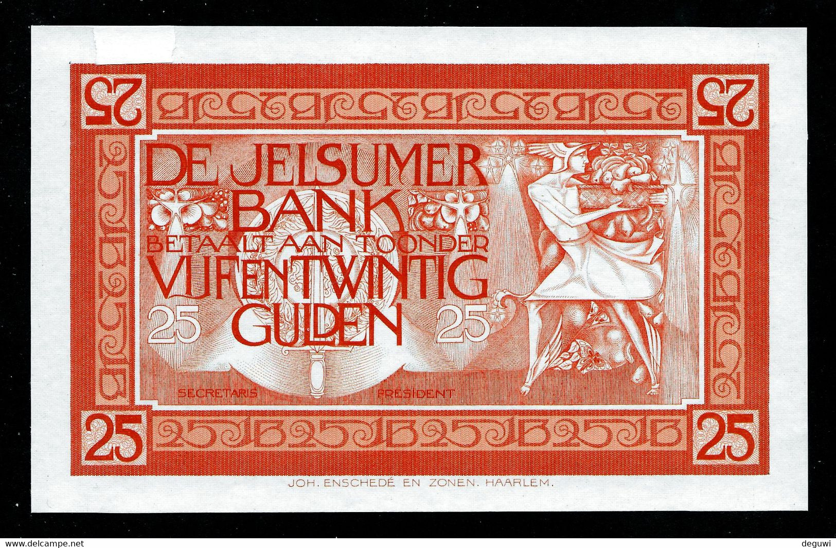 Testnote, ENSCHEDE 25 Units, Orange UNC, RRRRR, CV = 300 $, 1930's, 90 G Paper - Other & Unclassified