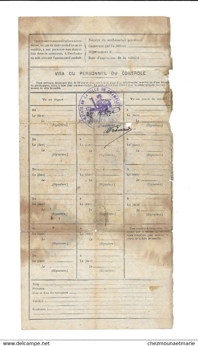 1918 SAUF CONDUIT NEE GABRIEL DE BIEF DU FOURG JURA - CIRCULATION LANGRES CHALINDREY CHAMPLITTE GRAY - Documentos Históricos