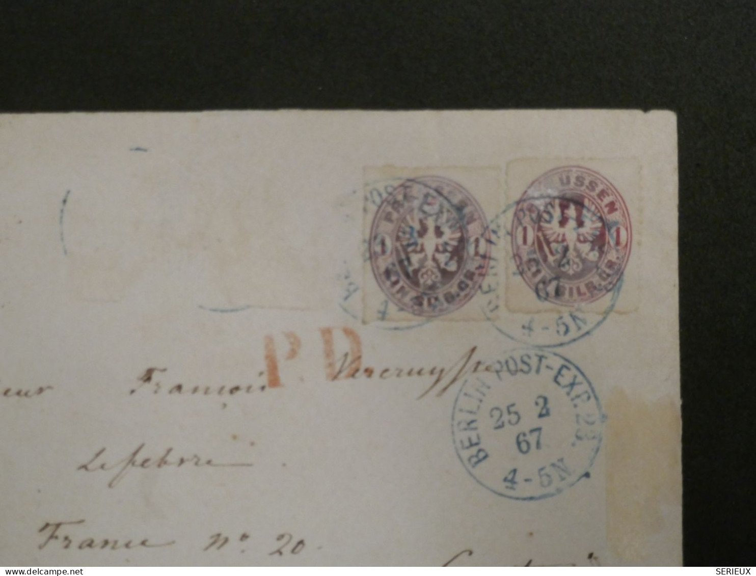 T2 PRUSSEN   BELLE LETTRE  1867  BERLIN POUR COURTRAI  BELGIQUE   + AFFRANCH. PLAISANT - Cartas & Documentos