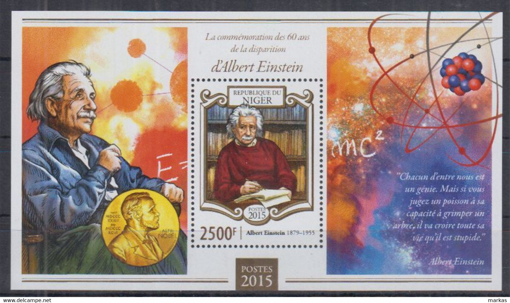 G11. Niger MNH 2015 The 60th Anniversary Of The Death Of Albert Einstein, 1879-1955 - Albert Einstein