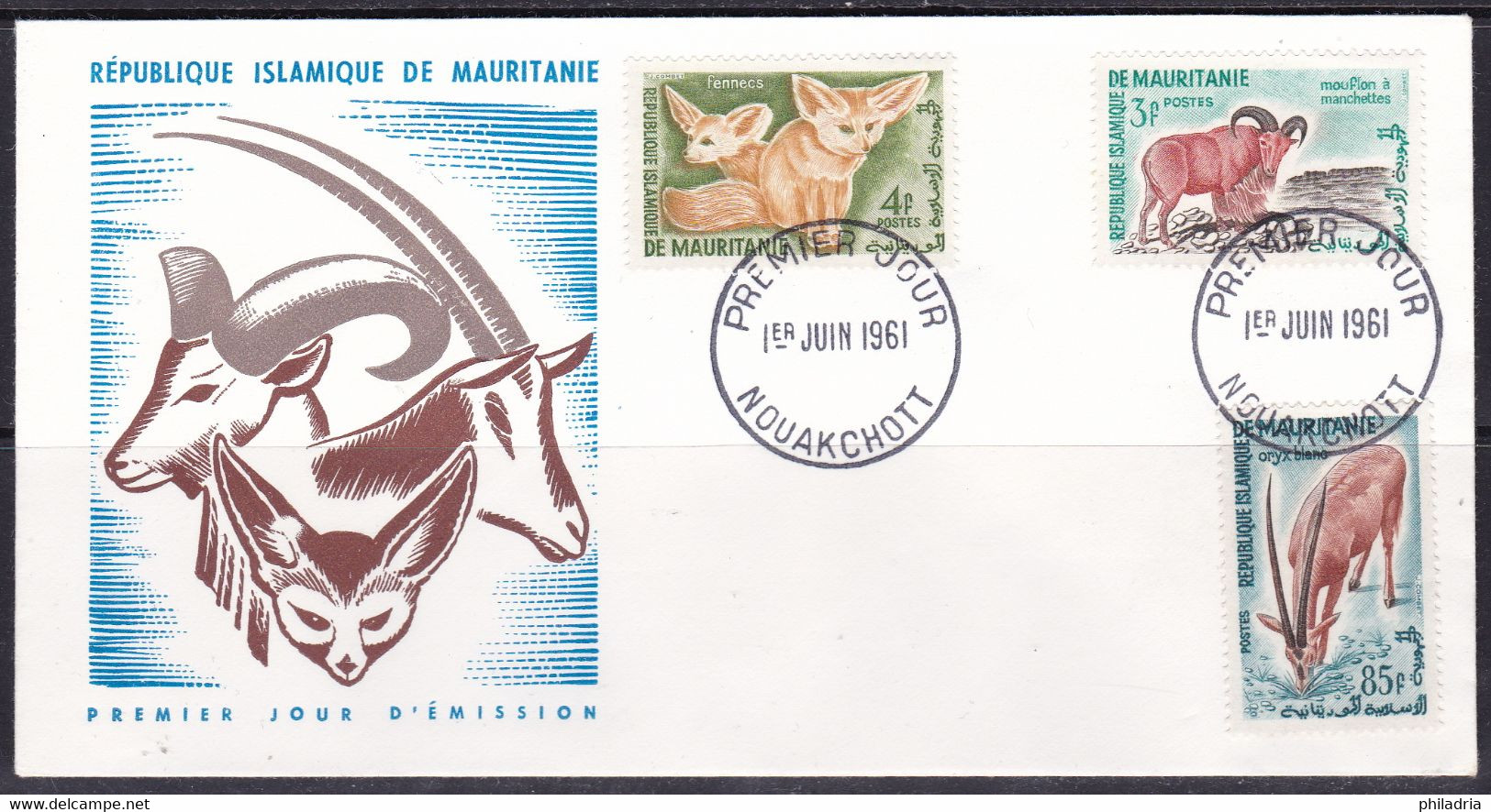 Mauritanie, 1961, Fauna, FDC - Mauritania (1960-...)