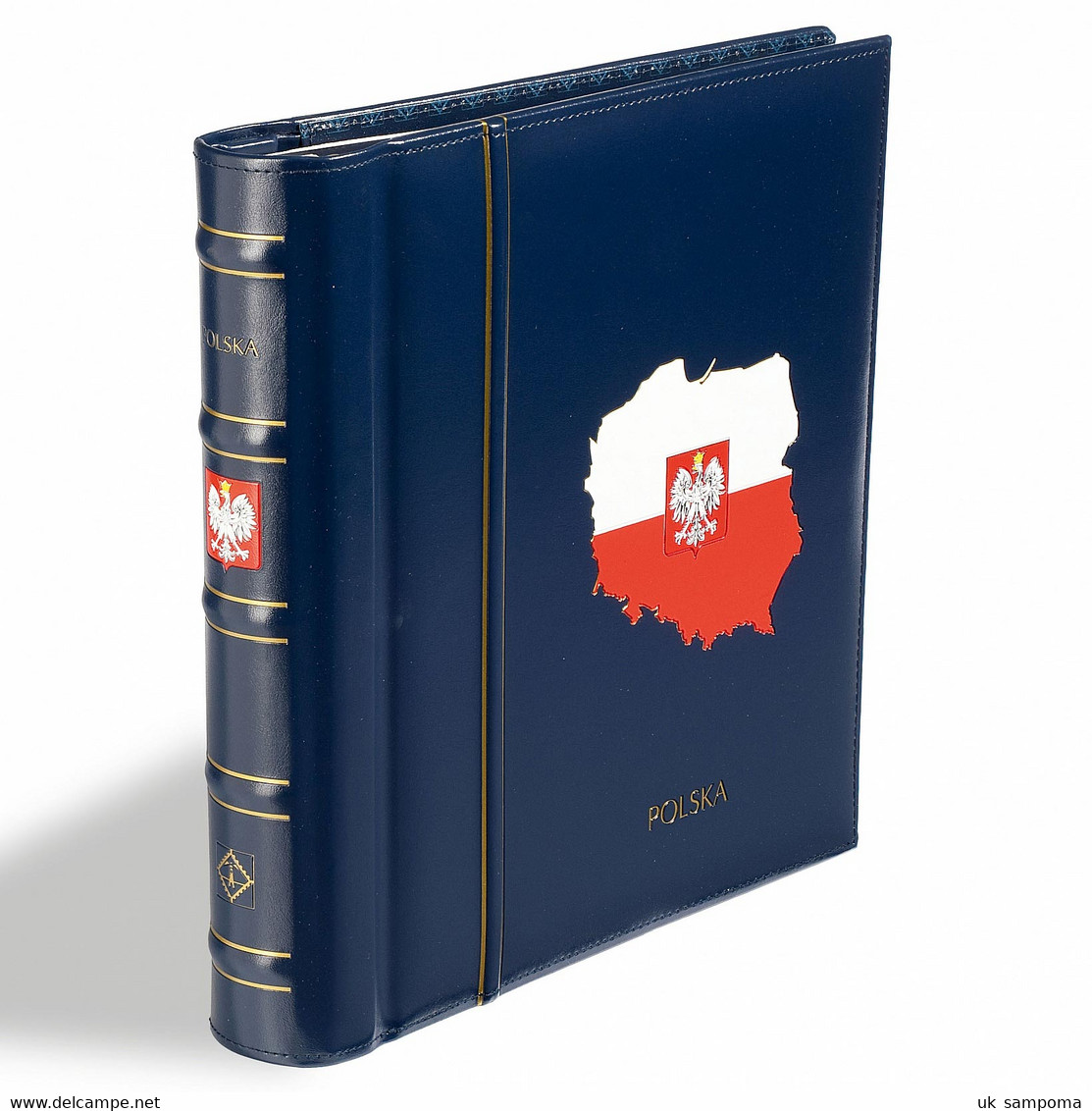 Turn-bar Binder PERFECT DP, Classic Design, POLSKA Imprint, Incl. Slipcase, Blue - Large Format, Black Pages