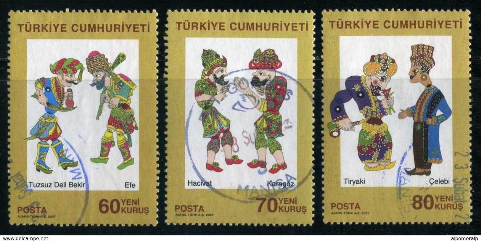 Türkiye 2007 Mi 3612-3614 Galanty Show | Puppets, Turkish Shadow Play Figures, Popularized During The Ottoman Period - Usati