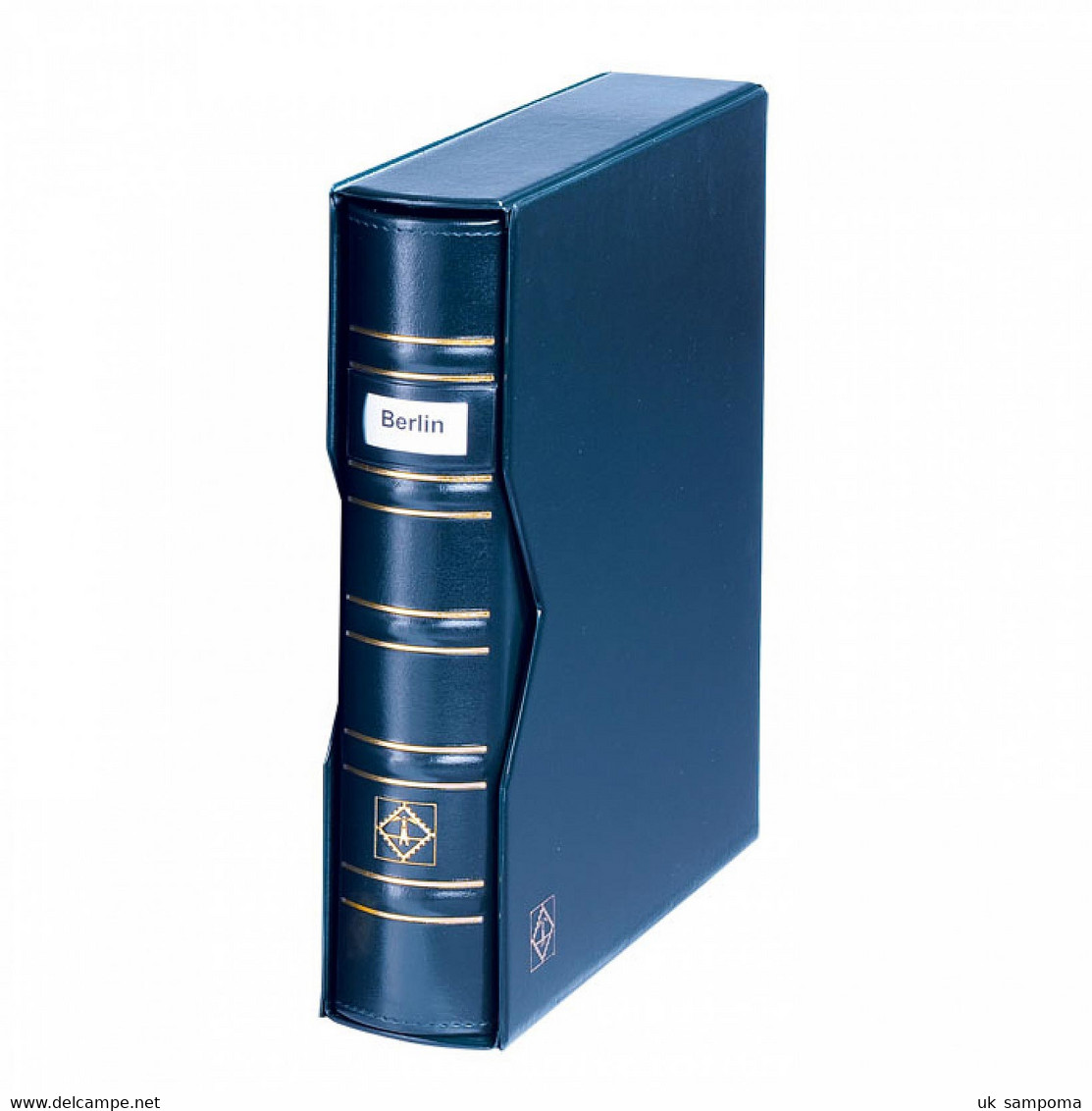 Ringbinder OPTIMA, Classic Design SIGNUM, With Labeling Field, Incl. Slipcase, Blue - Large Format, Black Pages