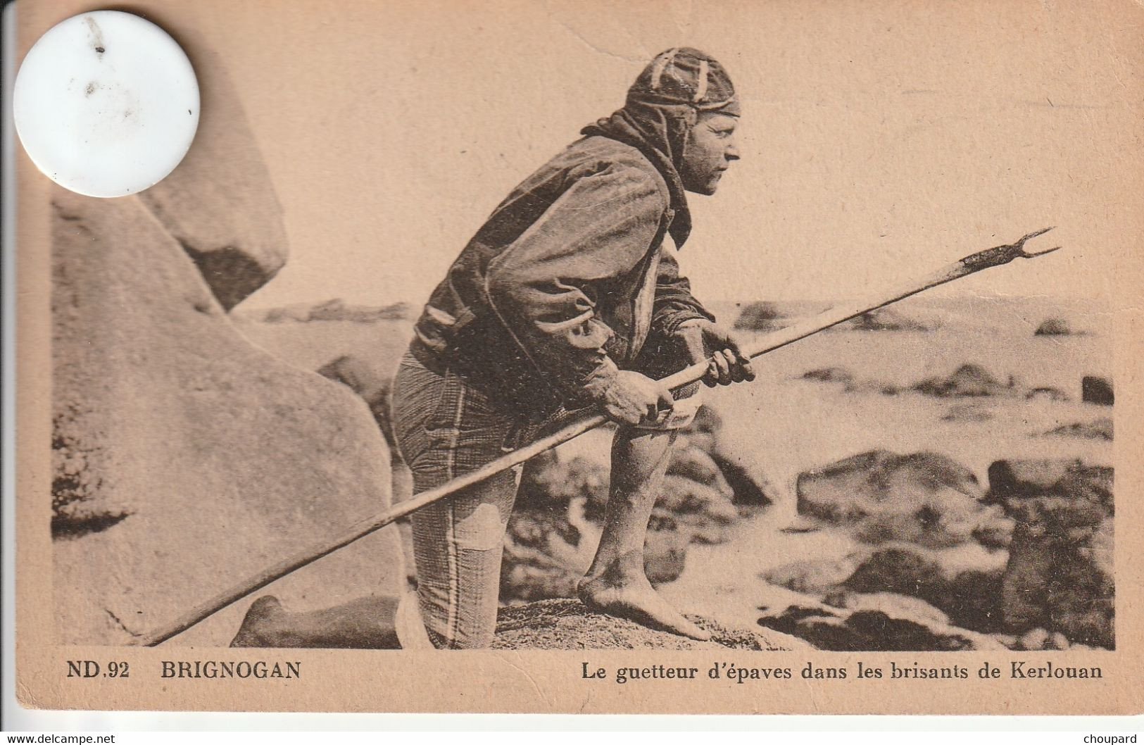 29 - Très Belle Carte Postale Ancienne De BRIGNOGAN  Le Guetteur D'épaves Dans Les Brisants De Kerlouan - Brignogan-Plage