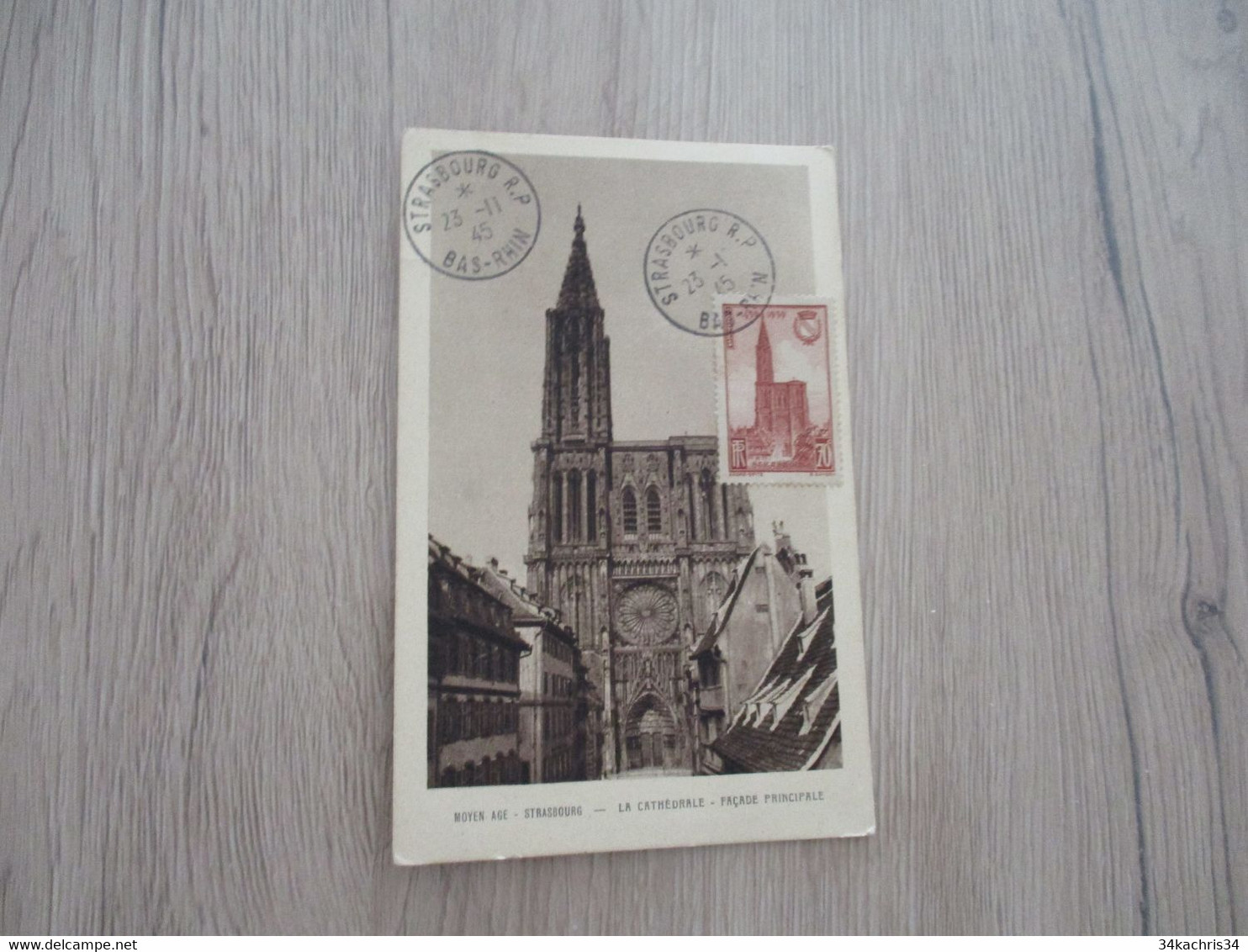 France Lettre Sur CPA Et TP Strasbourg Vignette Pour Les Orgues De La Cathédrale De Strasbourg - Other & Unclassified