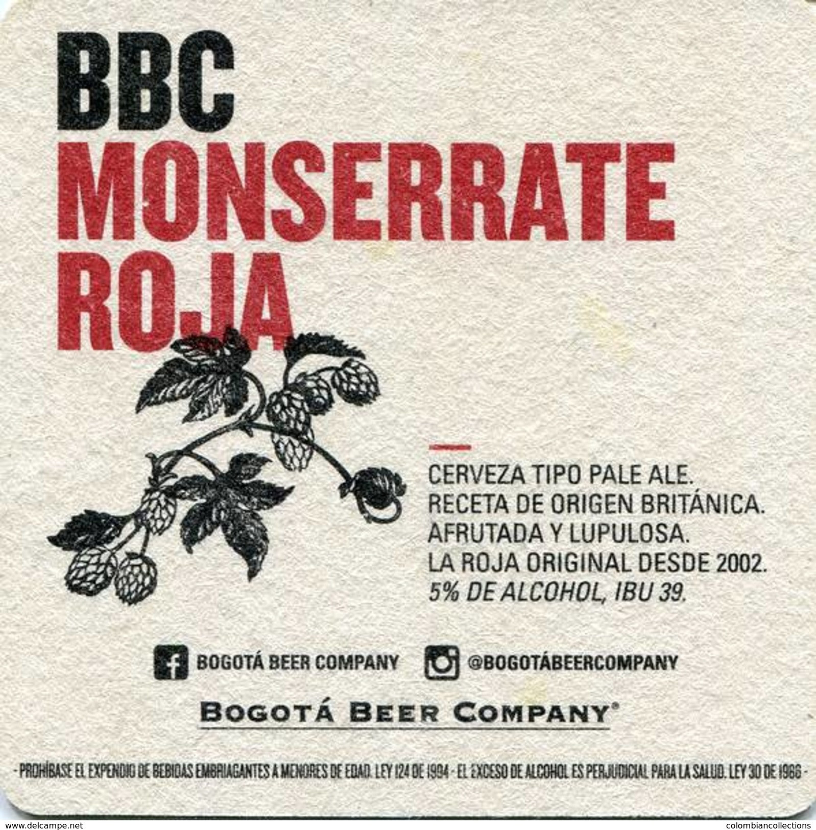 Lote 415, Colombia, Posavaso, Coaster, BBC, Monserrate Roja - Portavasos