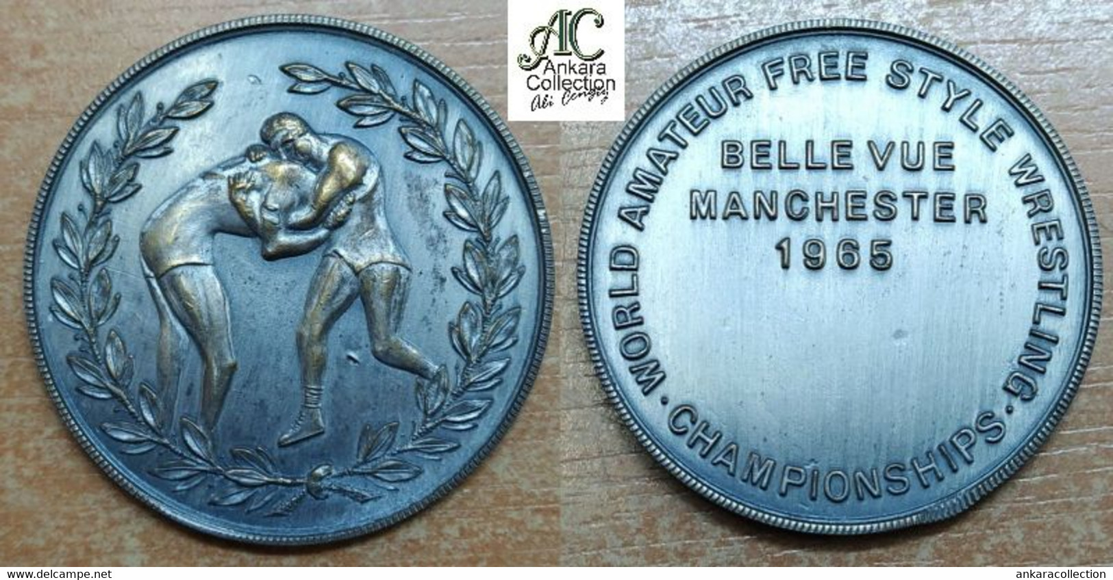 AC -  WORLD AMATEUR FREESTYLE WRESTLING CHAMPIONSHIPS BELLE VUE MANCHESTER 1965 MEDAL MEDALLION - Habillement, Souvenirs & Autres