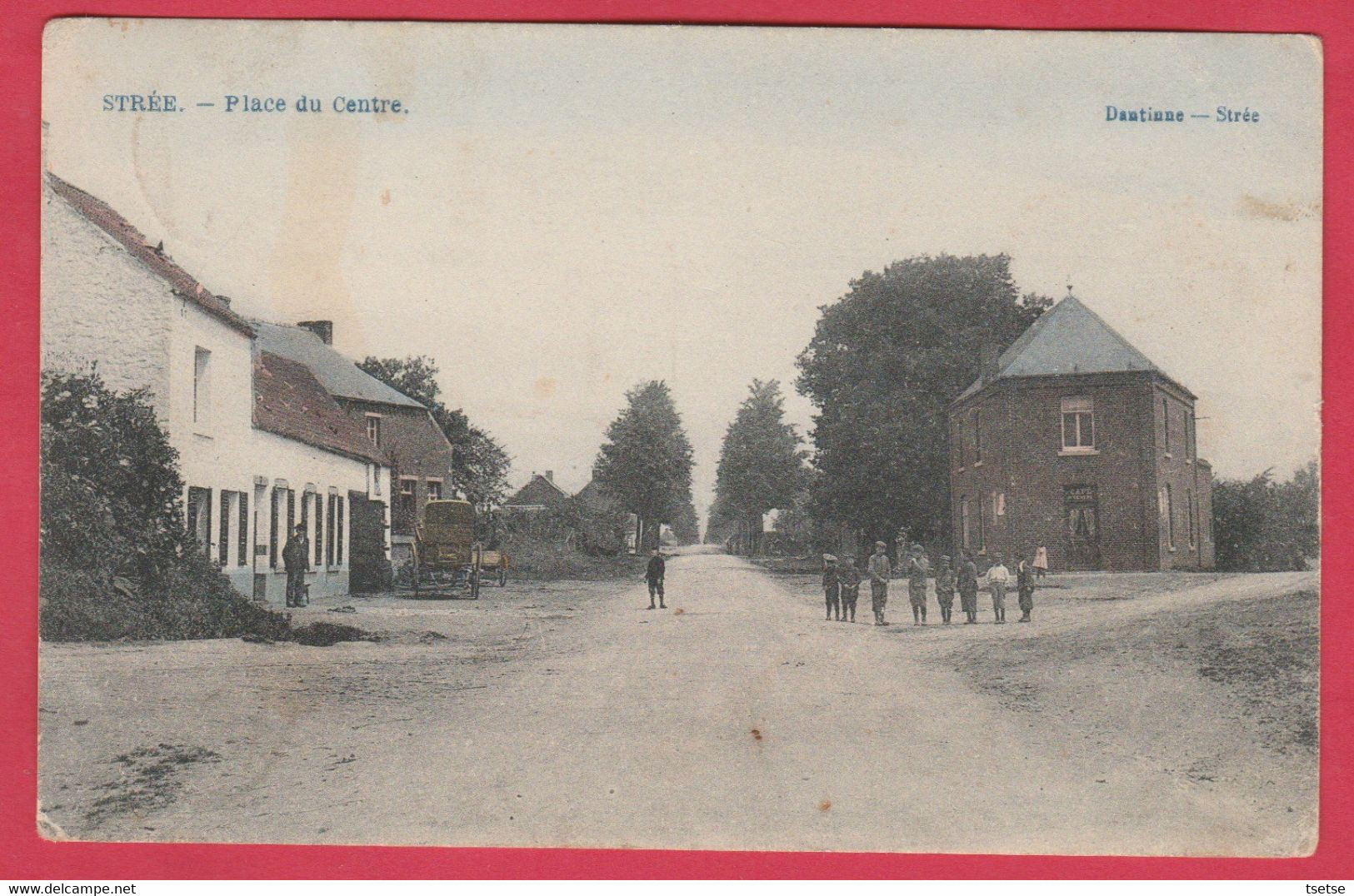 Strée - Place Du Centre ... Jolie Carte Couleur -1909 ( Voir Verso ) - Beaumont