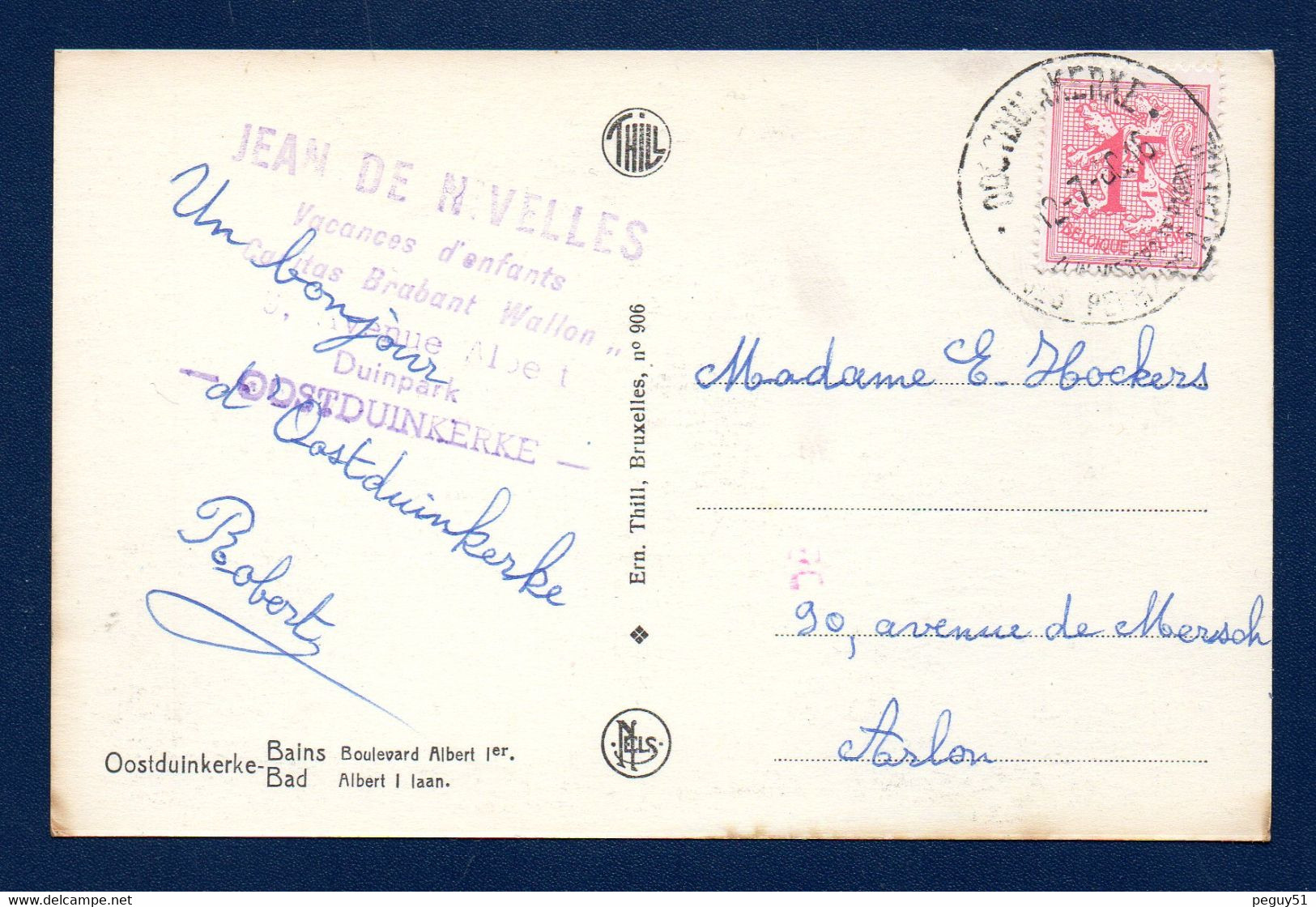 Oostduinkerke-Bains. Boulevard Albert 1er. Cachet Jean De Nivelles Caritas Brabant-Wallon. Duinpark 1960 - Oostduinkerke