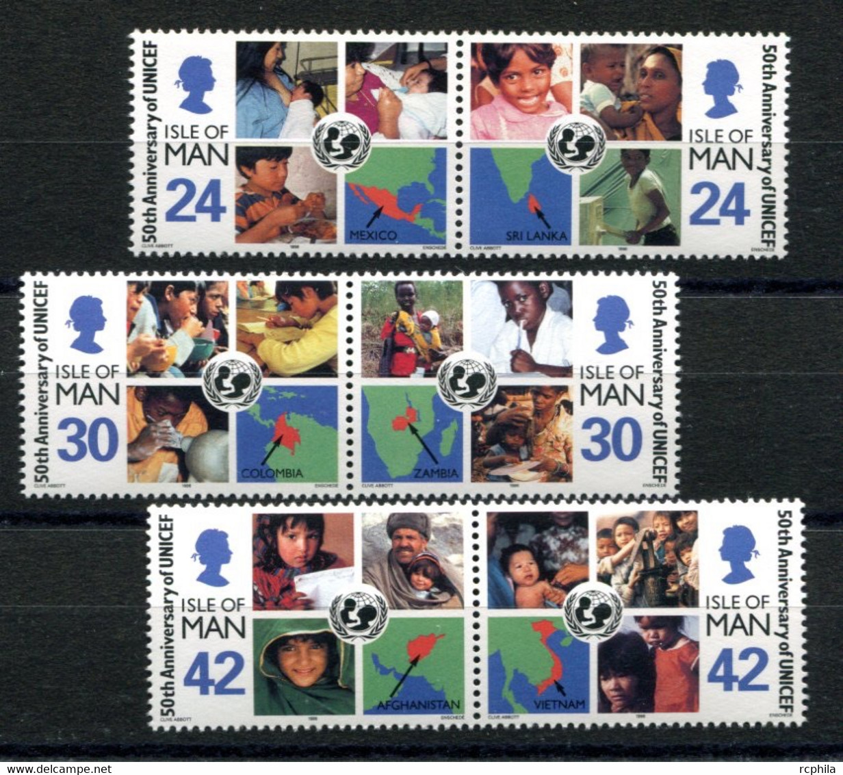 RC 22592 ILE DE MAN COTE 9,50€ N° 726 / 731 SERIE UNICEF NEUF ** MNH TB - Man (Ile De)