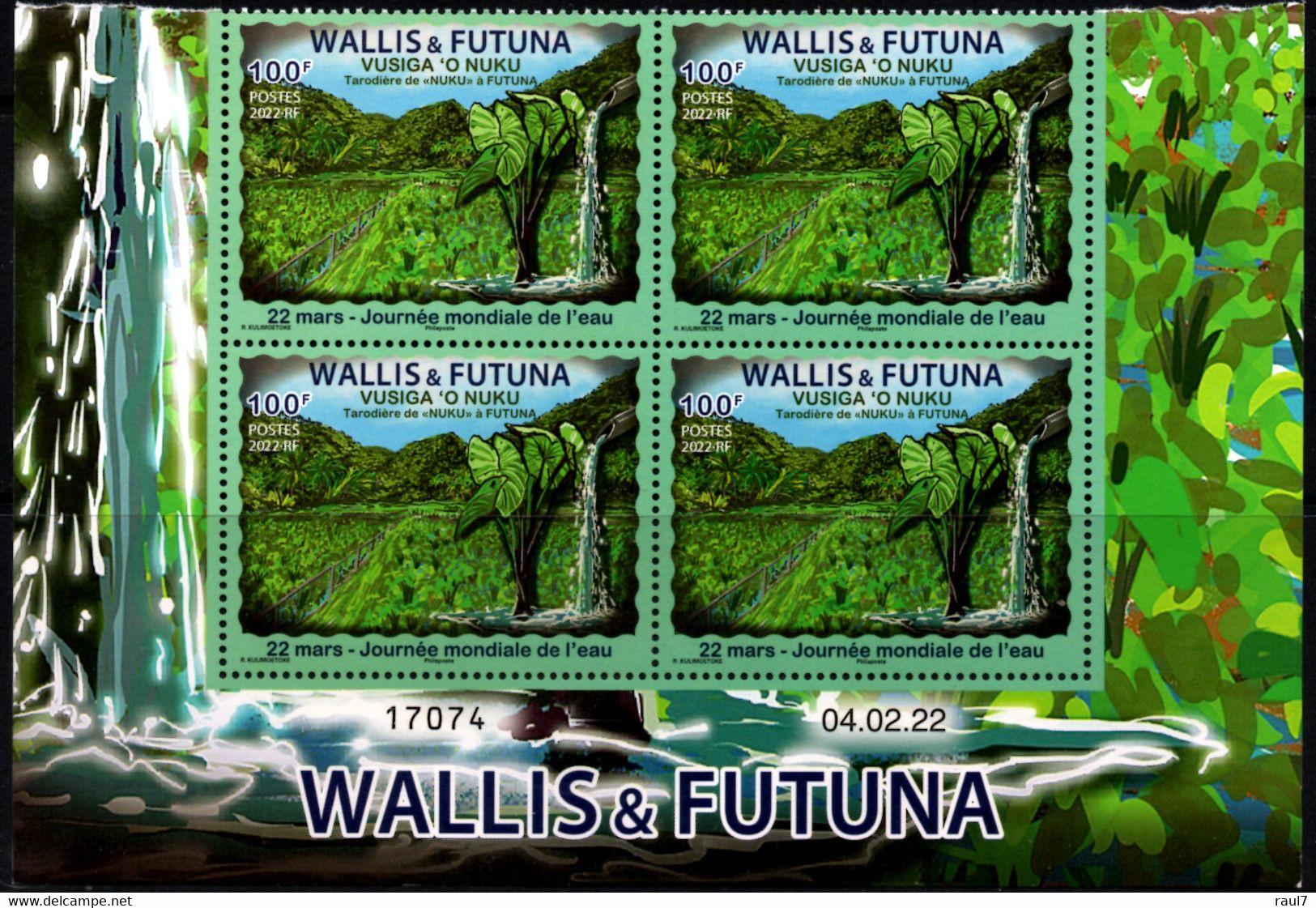 Wallis Et Futuna 2022 - Journée Internationale De L'eau, Paysages Verts - Bloc De 4 Avec Coin Daté Neuf // Mnh - Unused Stamps
