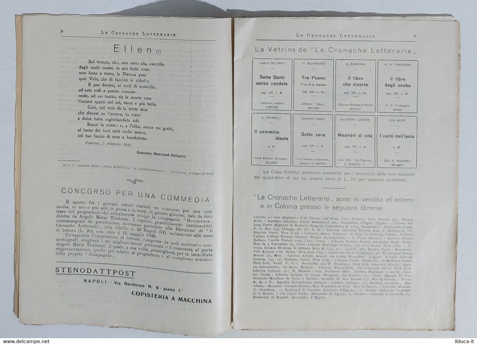 29594 Cs1 - Le Cronache Letterarie A. IV N. 1 1925 - Puccini Armò Moschino - Critica