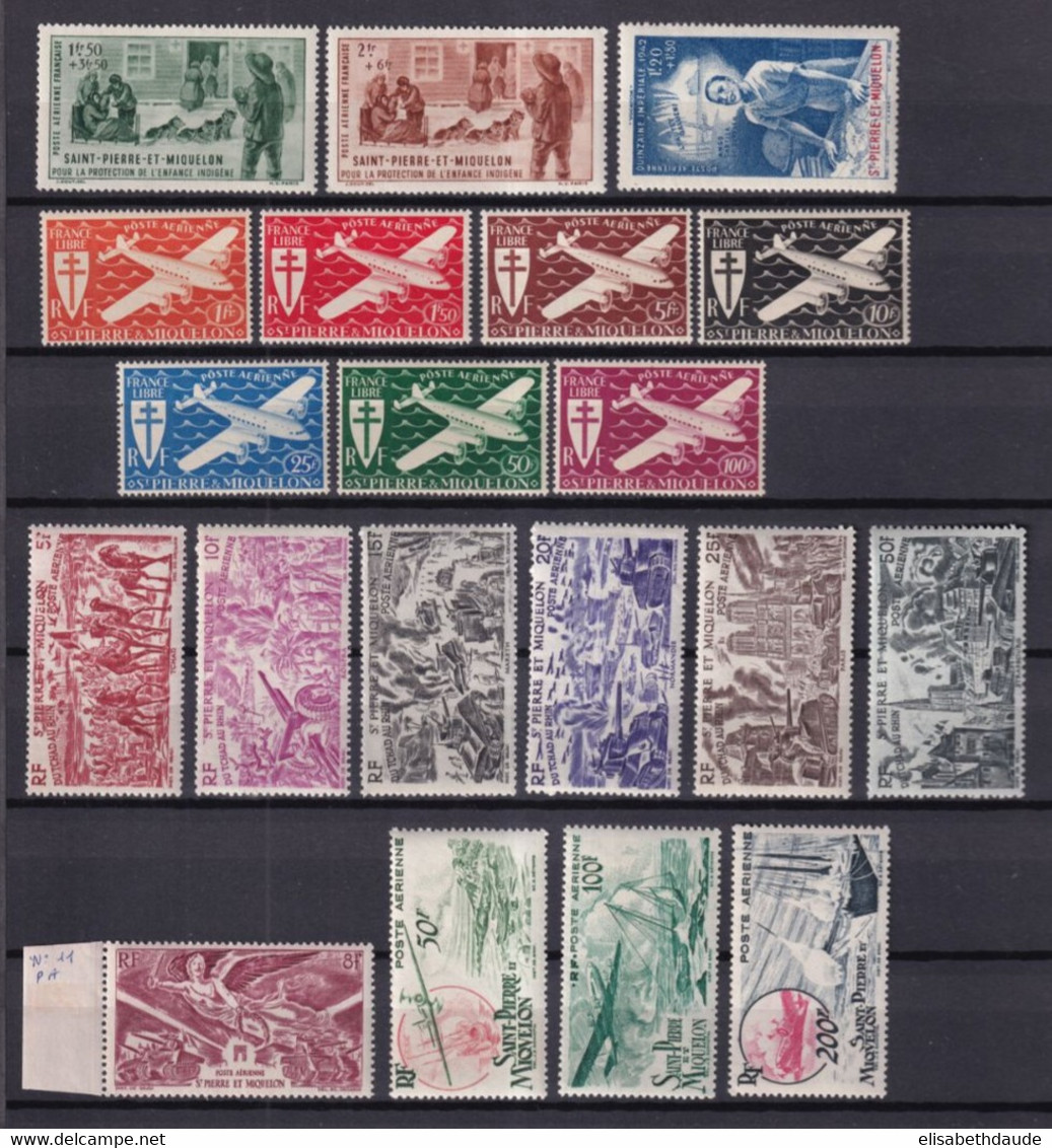 SPM - 1938/1947 - POSTE AERIENNE COMPLETE - YVERT N°1/20 ** MNH (2 VALEURS * MLH) - COTE = 127 EUR. - - Unused Stamps