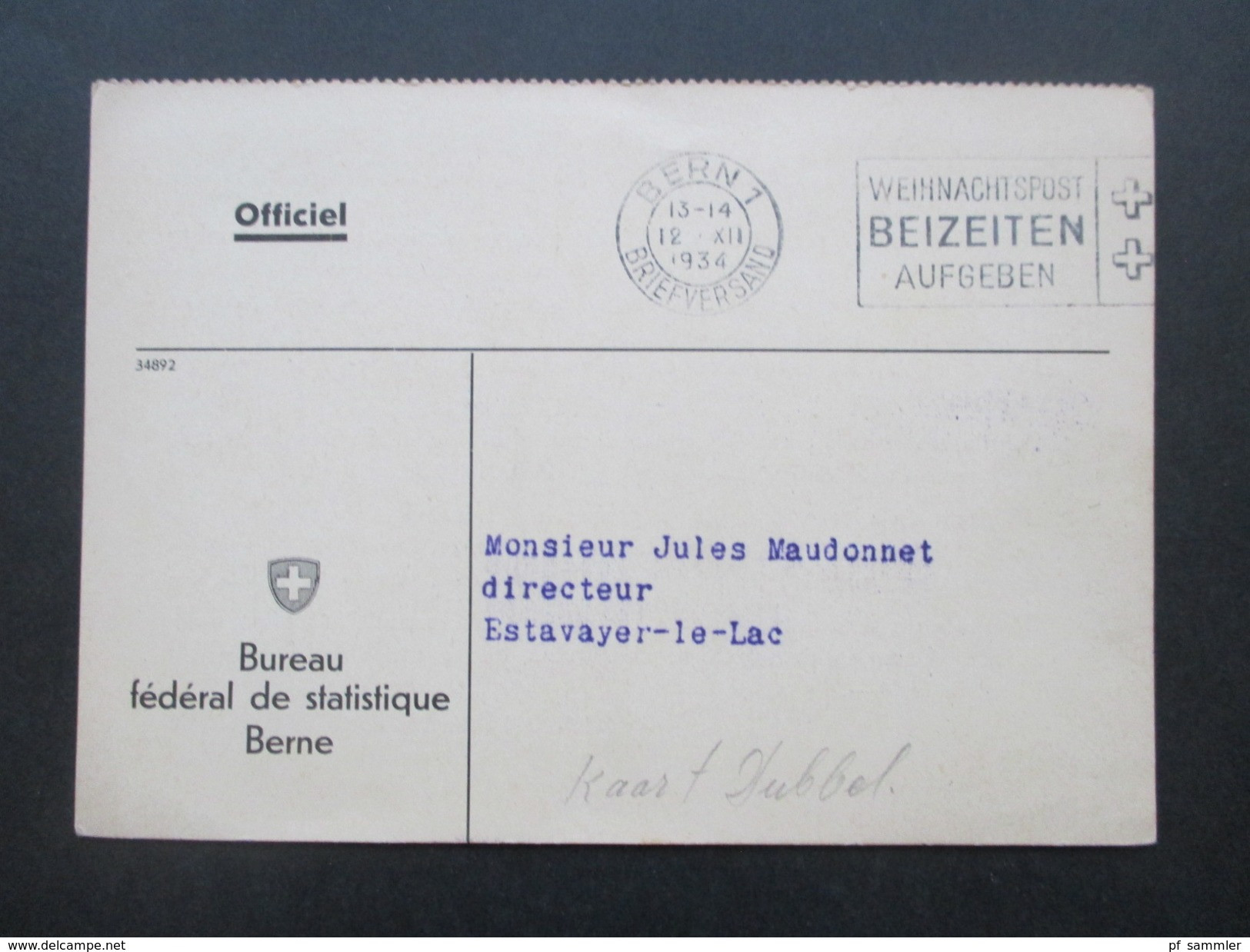 Schweiz 1916 / 39 Behördenpost / Officiel. Portofrei. Insgesamt 9 Belege / Karten! Interessant?!? - Lettres & Documents