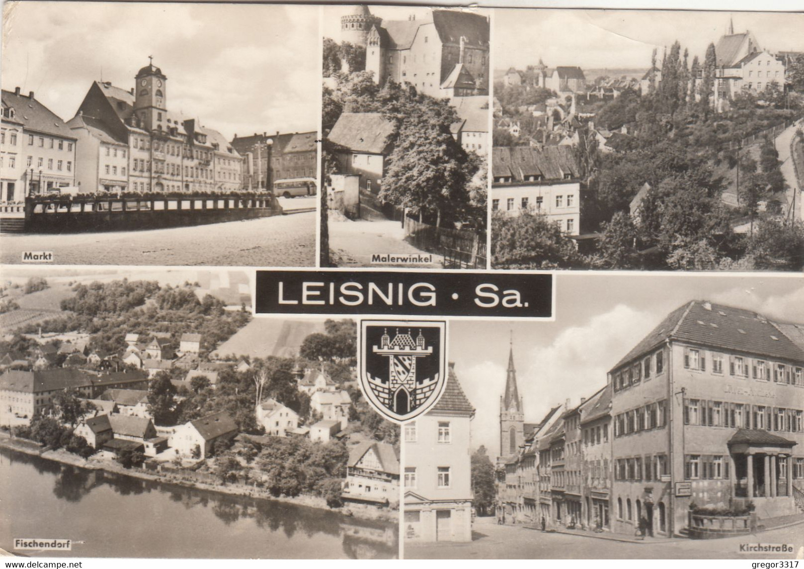 A9989) LEISNIG - Sa. - Wappen Kirchstraße - Fischendorf - Markt Malerwinkel - S/W ALT - Leisnig