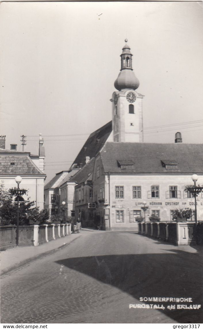 A9995) PURGSTALL A. D. ERLAUF - Gasthof Z. Gold. Löwen - HÖRHAN - Alt !! U. Kirchturm - Purgstall An Der Erlauf