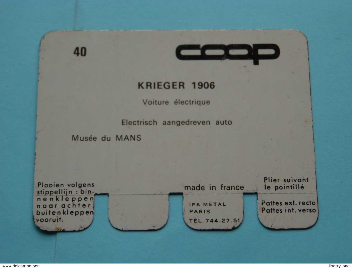 KRIEGER 1906 - Coll. N° 40 NL/FR ( Plaquette C O O P - Voir Photo - IFA Metal Paris ) ! - Plaques En Tôle (après 1960)