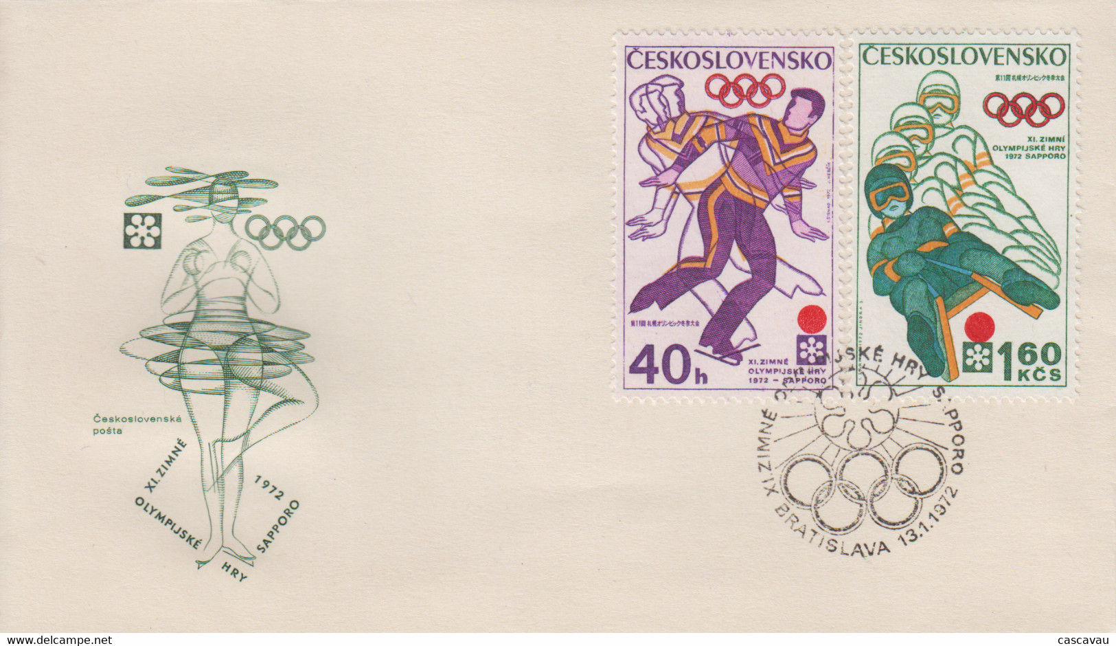 Enveloppe  FDC  1er  Jour   TCHECOSLOVAQUIE   Jeux  Olympiques  D' Hiver   SAPPORO   1972 - Hiver 1972: Sapporo
