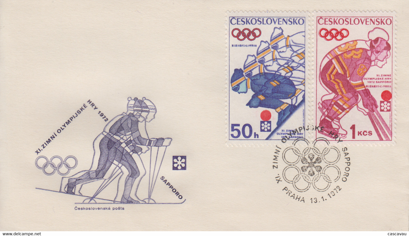 Enveloppe  FDC  1er  Jour   TCHECOSLOVAQUIE   Jeux  Olympiques  D' Hiver   SAPPORO   1972 - Winter 1972: Sapporo