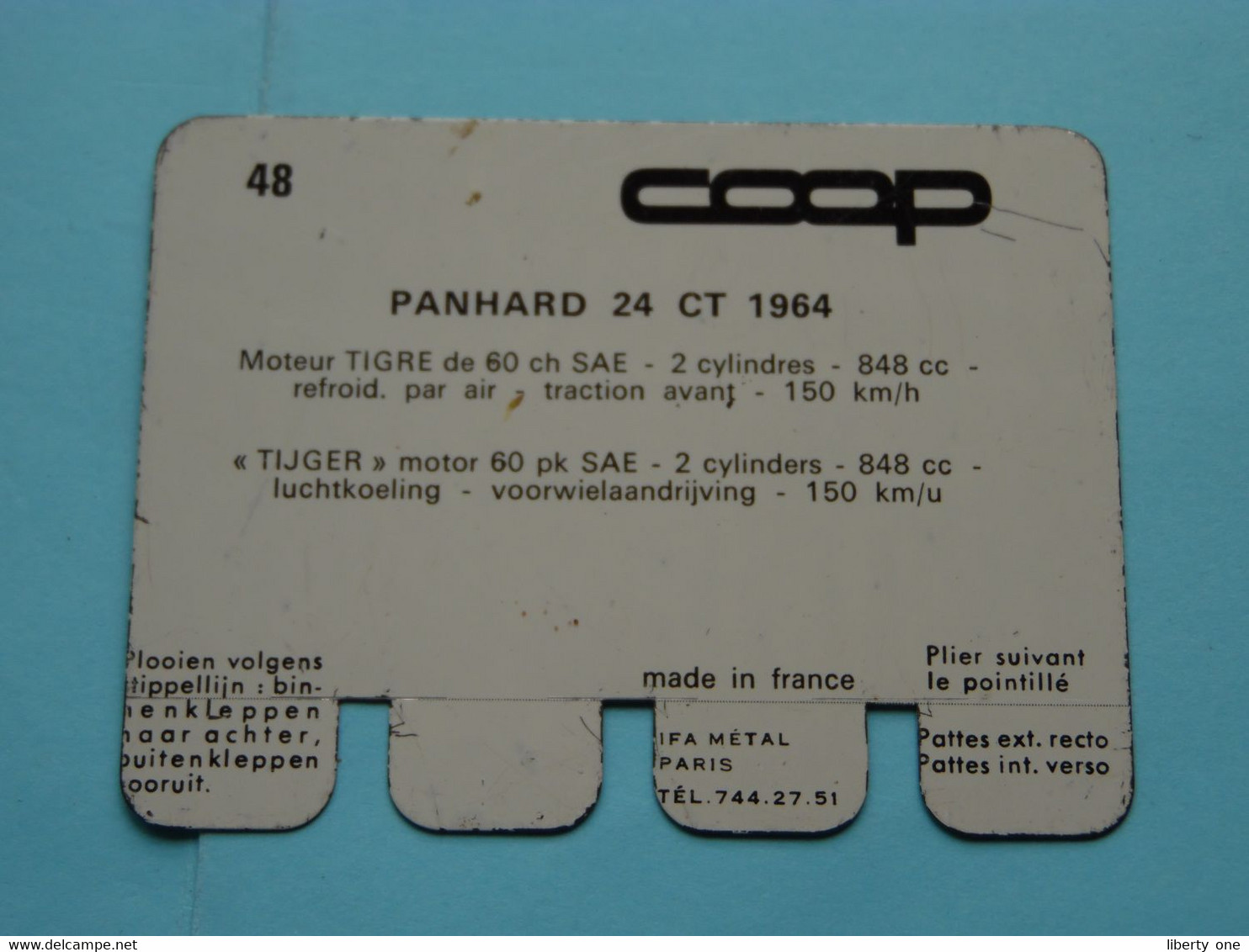 PANHARD 24 CT 1964 - Coll. N° 48 NL/FR ( Plaquette C O O P - Voir Photo - IFA Metal Paris ) ! - Plaques En Tôle (après 1960)